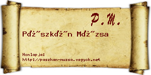 Pászkán Múzsa névjegykártya